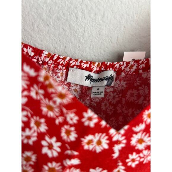 Madewell Women's V-Neck Cami Tank in Red Ditsy Floral Size 6 - Picture 9 of 11
